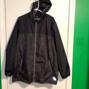 KS Sport men's 2XL Big hooded black camo windbreaker